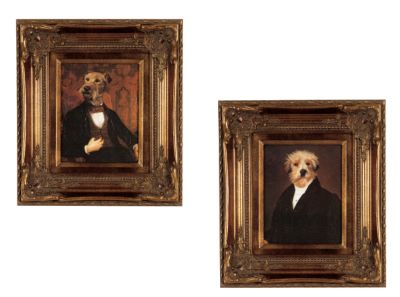 Ancestral Victorian Dog Portraits Canvas Art Reproduction Set