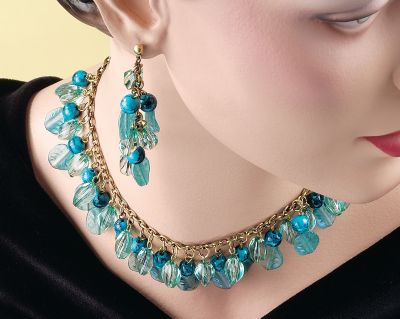 The Blue Lagoon Necklace and Earrings Ensemble
