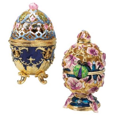 The Royal Garden Faberge-style Collectible Enameled Egg Set