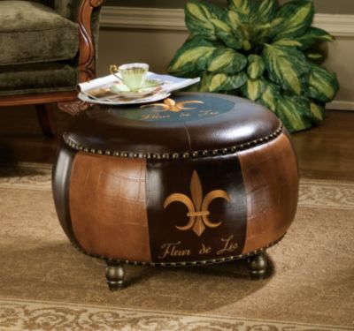 Fleur-de-Lis Oversized Ottoman or Accent Table