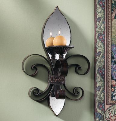 Royal Fleur-de-Lis Mirrored Wall Sconce