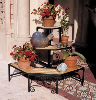 Triple-Tiered Wooden Display Etagere