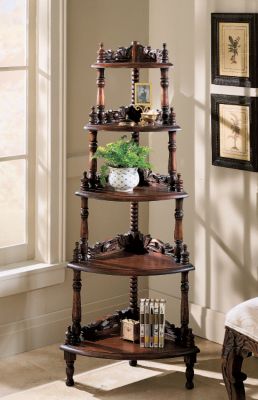 Five-tiered Edwardian Corner Shelf