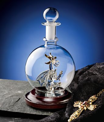 Merlins Captive Dragon of Avalon Glass Flask