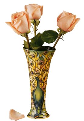 Pride of the Peacock Fired Porcelain Sculptural Vase