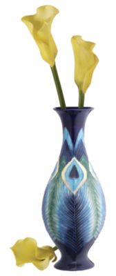 Peacocks Plumage Fired Porcelain Sculptural Vase