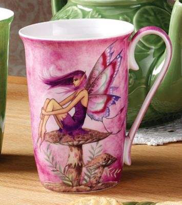 Sunrise Fairies Porcelain Cafe Mugs: Mushroom Fairy