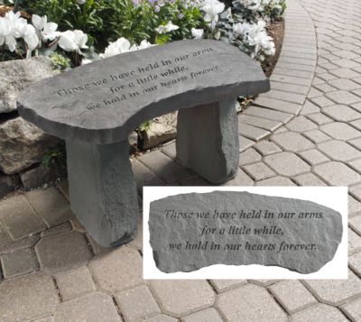In Our Hearts Forever Cast Stone Memorial Garden Bench
