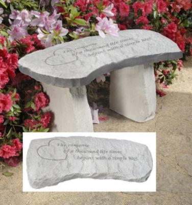 A Single Kiss Cast Stone Memorial Garden Bench