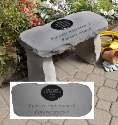 Forever Remembered Personalized Cast Stone Memorial Garden Bench