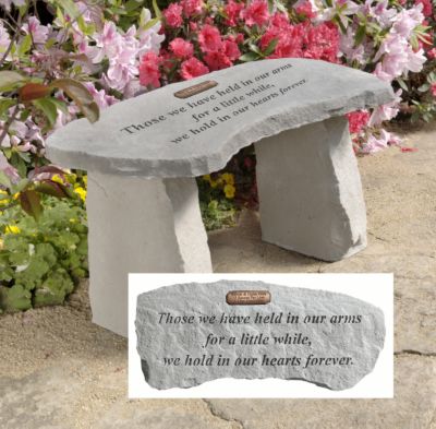In Our Hearts Forever Personalized Cast Stone Memorial Garden Bench