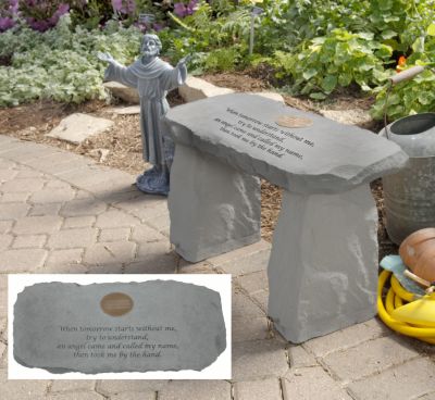 An Angel Came Personalized Cast Stone Memorial Garden Bench