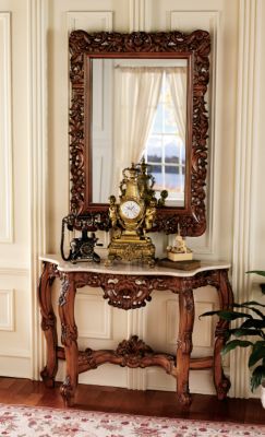 The Royal Baroque Mirror and Marble-Topped Console Table