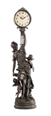 Grand-Scale Flora Sculptural Swinging Pendulum Clock