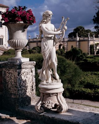Muse with Harp Sculpture
