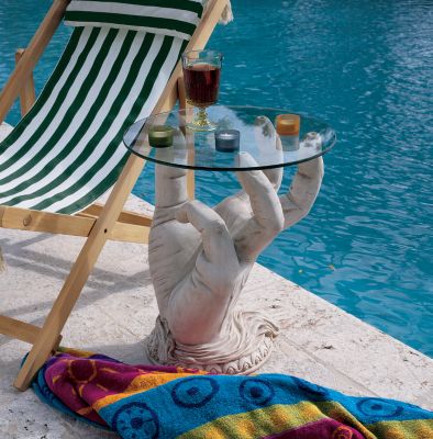At Your Service Glass-Topped Sculptural Table