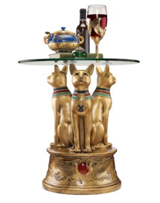 Royal Golden Bastet Egyptian Side Table