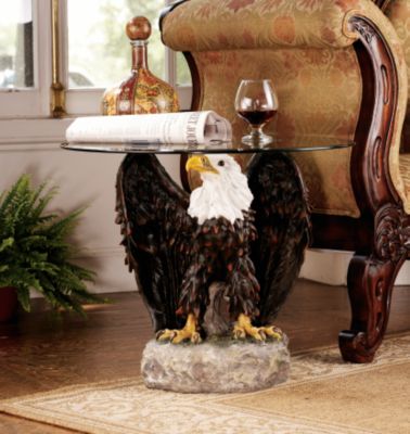 On Eagle&rsquo;s Wings Glass-Topped Sculptural Table