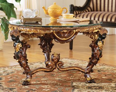 Louis XIV Glass-Topped Cocktail Table