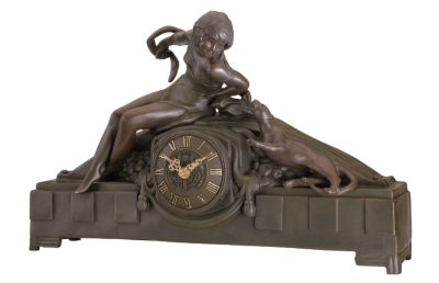 Woman with Jaguar Sculptural Clock