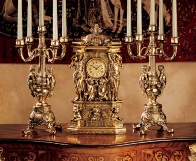 Ch&acirc;teau Chambord Clock and Candelabra Ensemble