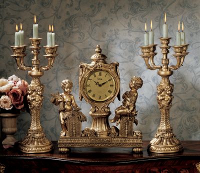 Cherubs of Abundance Clock and Candelabra