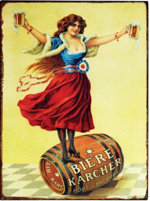 French Advertising Art Replica Tin Sign: Biere Karcher