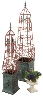 Ornamental Metal Garden Obelisks - Set of 2