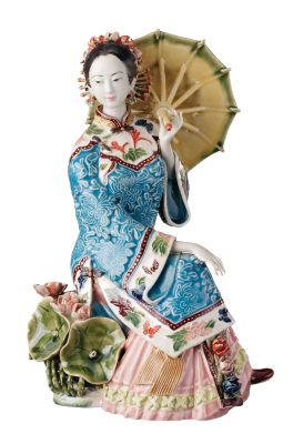 Lady with Parasol Porcelain Sculpture