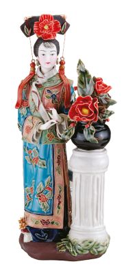 Ladies on the Terrace Porcelain Sculpture: Lady at Column