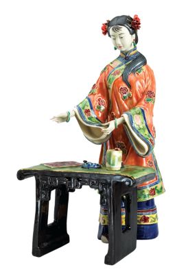 Preparing to Paint Lady Porcelain Sculpture
