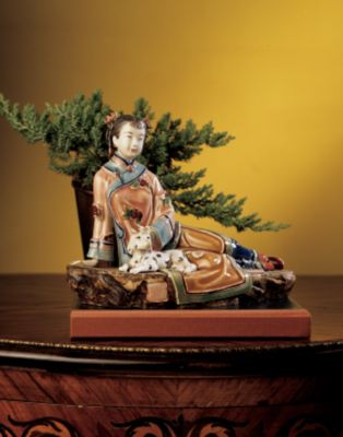 Porcelain Lady with Dog Porcelain Sculpture