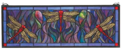 Cobalt Dragonfly Stained Glass Window