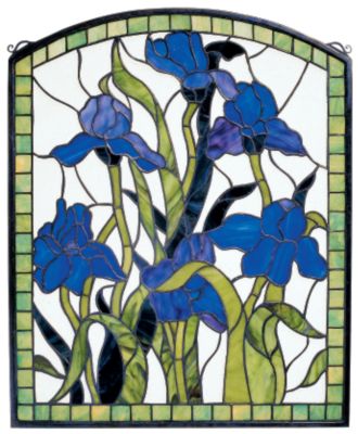 Irises of Giverny Stained Glass Window Panel