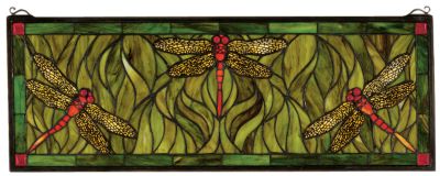 Emerald Dragonfly Stained Glass Window