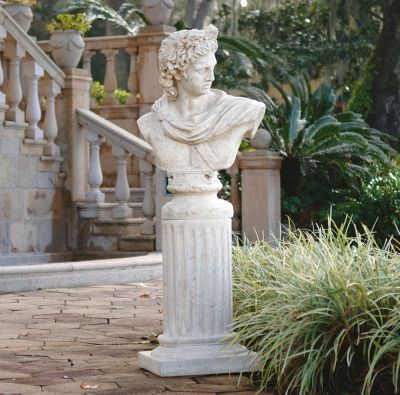 Apollo Belvedere Sculptural Bust on Roman Column Plinth