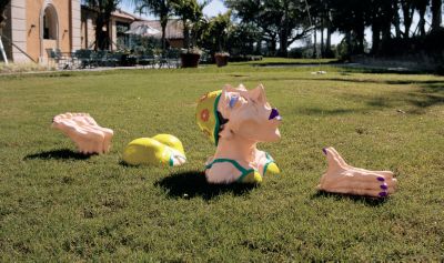 Coco Swims the Channel Sculpture