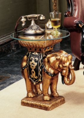 Maharajah Elephant Glass-Topped Sculptural Table