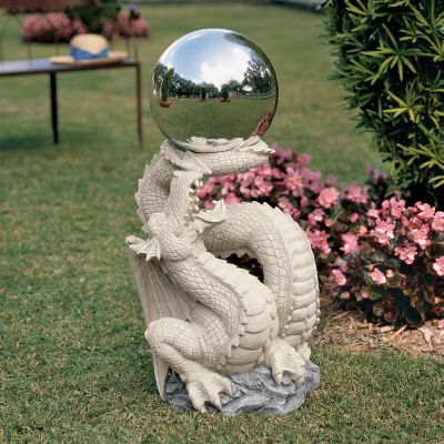Sir Sagremor's Dragon Sculpture with Glass Gazing Orb