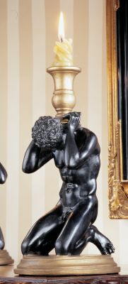 Neoclassical Male Faux Basalt Candlestick