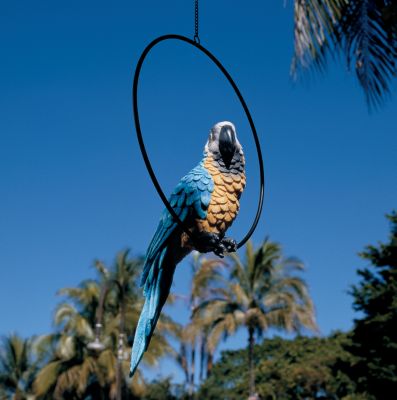 Polly in Paradise Parrot Sculpture on Ring Perch