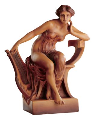Mademoiselle with Harp Sculpture