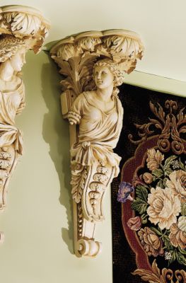 French Baroque Caryatid Right Facing Wall Corbel