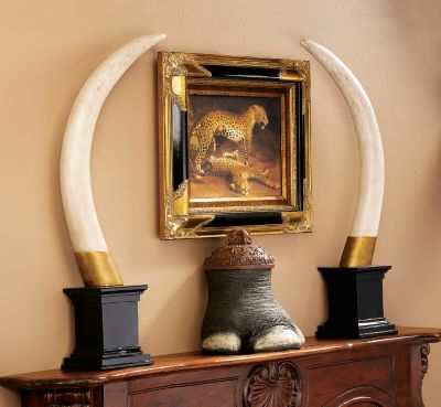 British Colonial Elephant Tusk Sculptural Trophy