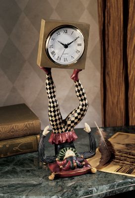 Juggling Time Harlequin Jester Sculptural Clock