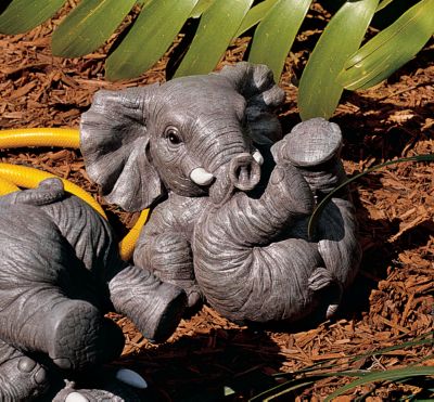 Roly-Poly Pachyderm Sculpture - Baby Elephant on back