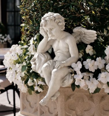 Mourning Mortality Sitting Cherub Sculpture