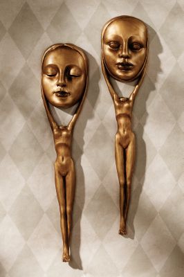 The Masks of Virtue and Vanity Wall Sculptures -Set of Two-
