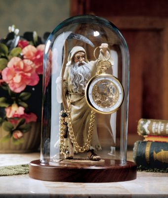 Father Time Pocket Watch Display with Glass Dome