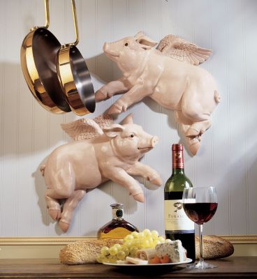 Pigs DO Fly French Wall Sculptures